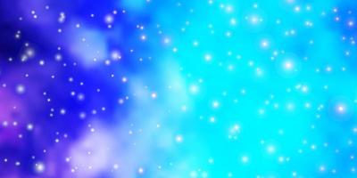 ljusrosa, blå vektorbakgrund med små och stora stjärnor. vektor