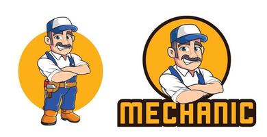 Mechaniker-Maskottchen-Logo-Vorlage vektor