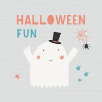 Halloween-Schriftzug - Halloween-Spaß - mit einem niedlichen Geist. vektor