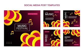 buntes Musikfestival mit Farbverlauf, Vorlage für Social-Media-Beiträge vektor