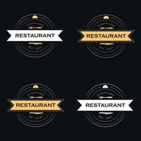 Sammlung kreisförmiger Restaurantlogos in Gold und Weiß vektor