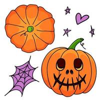 Kürbis, das Symbol des Halloweens. oranger Kürbis mit Lächeln vektor
