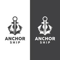 einfach Schiff Anker Logo Design, Silhouette Vektor Illustration