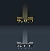 Luxusimmobilien-Logo-Design mit Linienstil. vektor