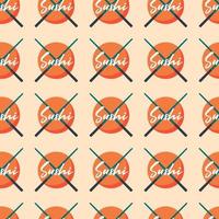 Sushi-Logo mit Sticks Vektor nahtlose Muster Geschenkpapier Design