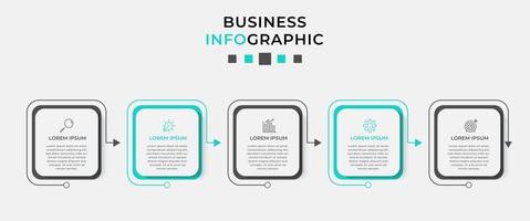 infographic design affärsmall med ikoner och 5 alternativ eller steg vektor