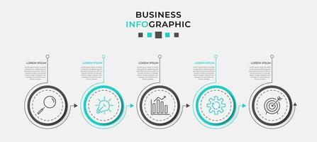 infographic design affärsmall med ikoner och 5 alternativ eller steg vektor