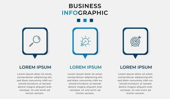 Infografik-Design-Business-Vorlage mit Symbolen und 3 Optionen oder Schritten vektor