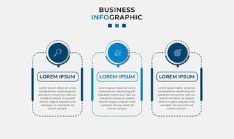 Infografik-Design-Business-Vorlage mit Symbolen und 3 Optionen oder Schritten vektor