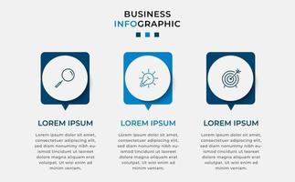 infographic design affärsmall med ikoner och 3 alternativ eller steg vektor