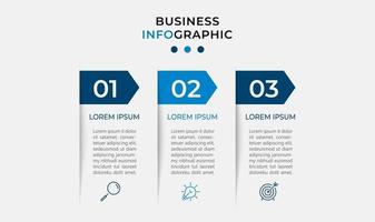 Infografik-Design-Business-Vorlage mit Symbolen und 3 Optionen oder Schritten vektor