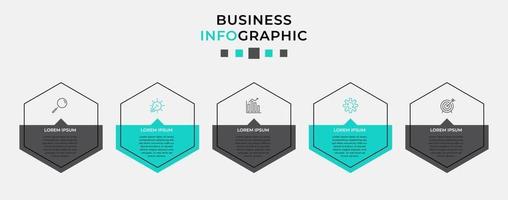 infographic design affärsmall med ikoner och 5 alternativ eller steg vektor