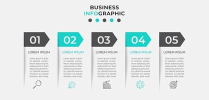 Infografik-Design-Business-Vorlage mit Symbolen und 5 Optionen oder Schritten vektor