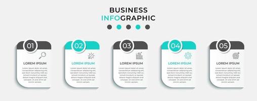 Infografik-Design-Business-Vorlage mit Symbolen und 5 Optionen oder Schritten vektor