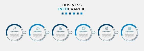 infographic design affärsmall med ikoner och 6 alternativ eller steg vektor