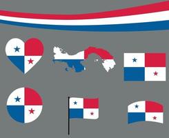 Panama flagga karta band och hjärta ikoner vektor illustration abstrakt