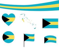 Bahamas-Flagge Karte Band und Herz Symbole Vektor-Illustration abstrakt vektor