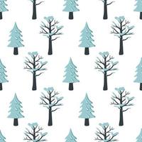 nahtloses Weihnachtsmuster mit Tanne und Baum im Schnee vektor