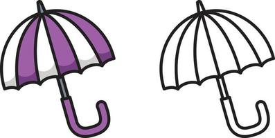 bunter und schwarz-weißer Regenschirm für Malbuch vektor