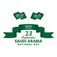 Saudiarabiens nationaldag grön flagga på band vektor