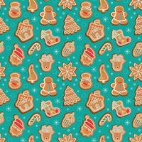 Muster von Lebkuchen in verschiedenen Formen für Weihnachten vektor