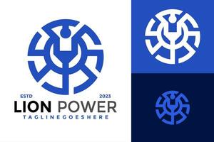 Löwe Leistung Technologie Logo Design Vektor Symbol Symbol Illustration