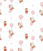 Sommer- Santa claus Weihnachten mit Ballon Gekritzel Muster nahtlos auf Weiß Hintergrund vektor