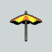 Pixel Kunst Illustration Regenschirm Strand. pixelig Regenschirm Strand. Regenschirm Strand Symbol pixelig zum das Pixel Kunst Spiel und Symbol zum Webseite und Video Spiel. alt Schule retro. vektor