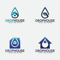 Haus Zuhause und Wasser fallen Tröpfchen Symbol zum Installation Zuhause Bedienung Logo Design vektor