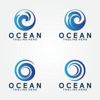 wellig Blau Ozean Wasser Brief Ö Ozean Welle Logo Design Vektor