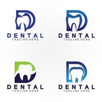 Initiale d Brief mit Dental Symbol geformt Innerhalb Vektor Logo Design Illustration geeignet zum Dental Gesundheit, Klinik Zahnarzt, Dental Pflege.