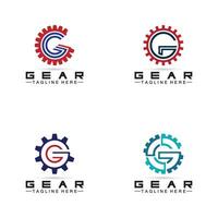 Brief G Ausrüstung Ingenieur Logo Design Vorlage vektor