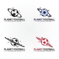 Planet Fußball oder Planet Fußball Logo Vektor Vorlage