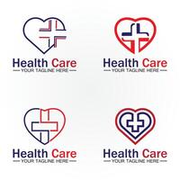 Gesundheit Pflege oder medizinisch Herz Logo Design Vorlage vektor