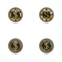 guld mynt med dollar tecken illustration. vektor dollar mynt ikon isolerat på vit bakgrund