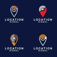 Zeiger Karte mit W-lan Internet Signal Ort Verbindung Symbole Logo Design vektor