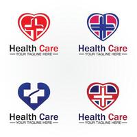 hälsa vård eller medicinsk hjärta logotyp design mall vektor