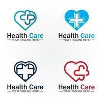 Gesundheit Pflege oder medizinisch Herz Logo Design Vorlage vektor