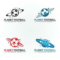 planet fotboll eller planet fotboll logotyp vektor mall