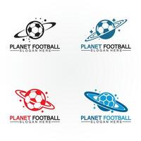 Planet Fußball oder Planet Fußball Logo Vektor Vorlage