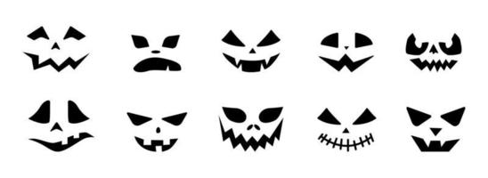 beängstigend Halloween Kürbis Gesichter Icons Set. vektor