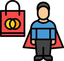 Einkaufen Superheld Vektor Symbol Design