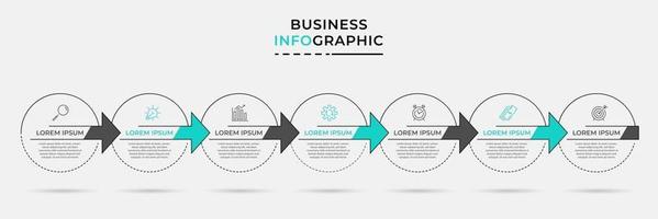 Infografik-Designvorlage mit Symbolen und 7 Optionen oder Schritten vektor