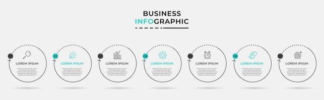 Infografik-Designvorlage mit Symbolen und 7 Optionen oder Schritten vektor