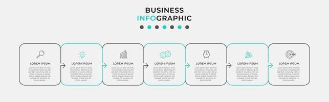 Infografik-Designvorlage mit Symbolen und 7 Optionen oder Schritten vektor