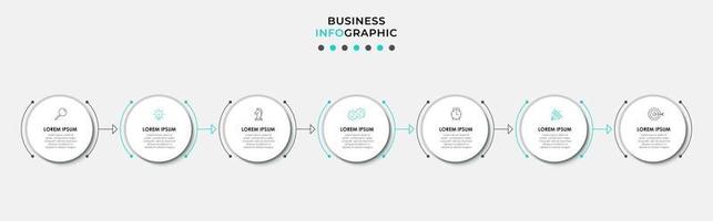 Infografik-Designvorlage mit Symbolen und 7 Optionen oder Schritten vektor