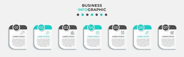 Infografik-Designvorlage mit Symbolen und 7 Optionen oder Schritten vektor