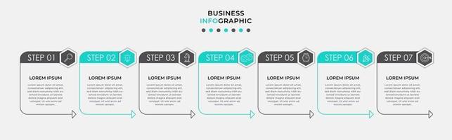 Infografik-Designvorlage mit Symbolen und 7 Optionen oder Schritten vektor