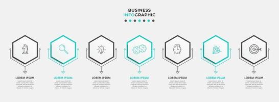 Infografik-Designvorlage mit Symbolen und 7 Optionen oder Schritten vektor