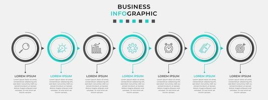 Infografik-Designvorlage mit Symbolen und 7 Optionen oder Schritten vektor